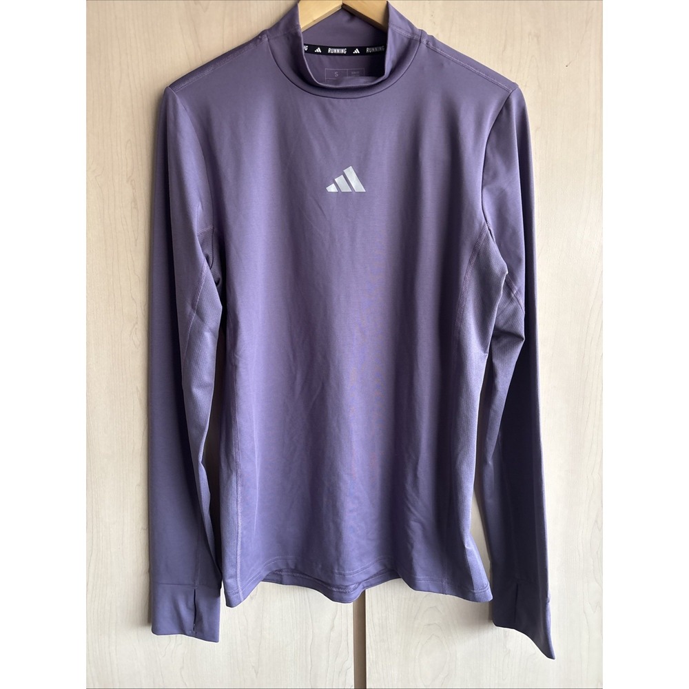 Adidas Aeroready Running Long Sleeve Shirt Mens Small Purple Slim Fit Activewear